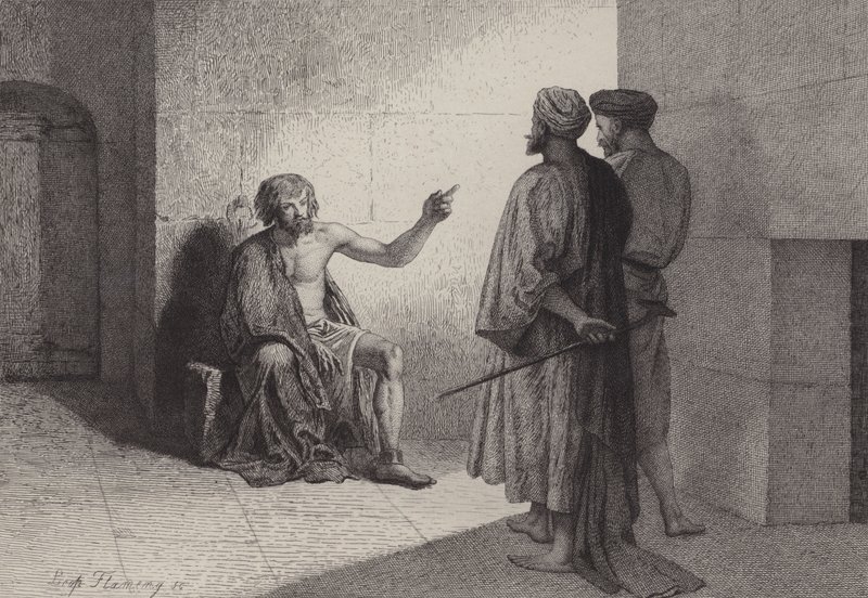 Johannes de Doper in de gevangenis door after Albert Robida