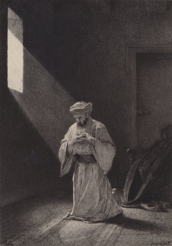 Gebed door after Albert Robida