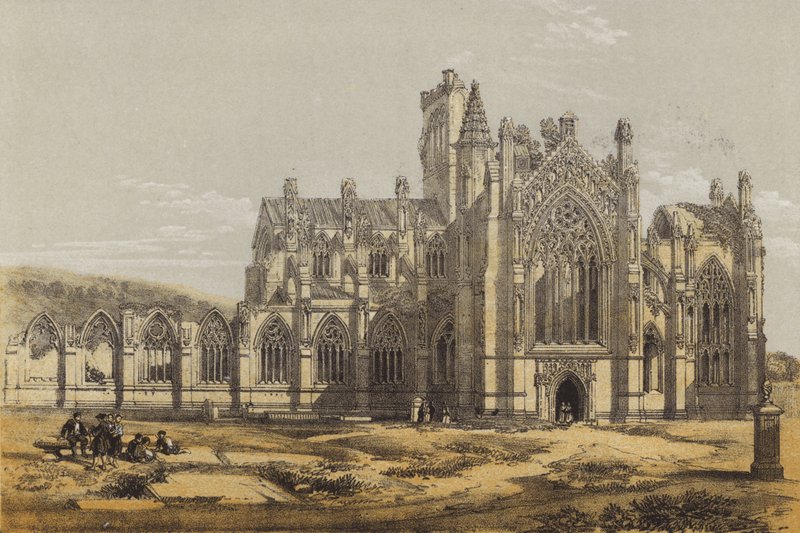 Abdij van Melrose, vanuit het zuiden door after David Roberts