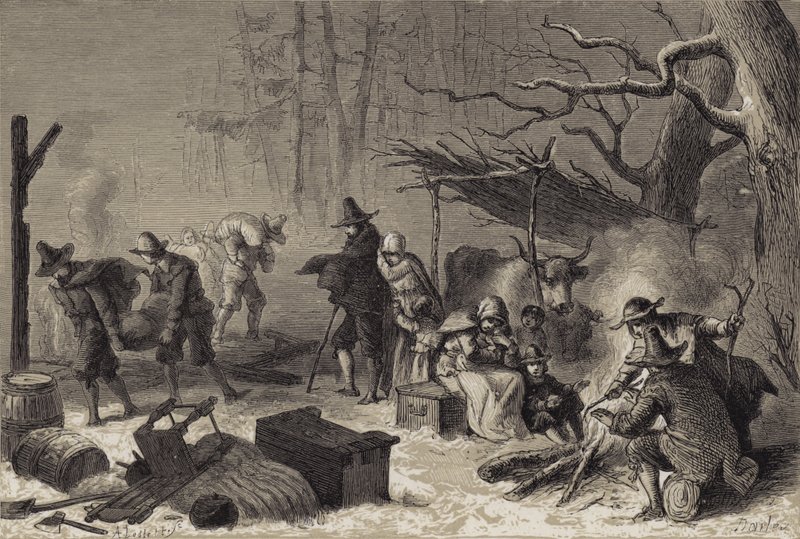 Engelse Kolonisten in Amerika door after Felix Octavius Carr Darley