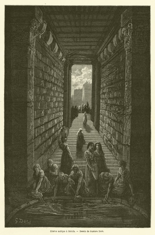 Antieke cisterne in Merida door Gustave after Dore