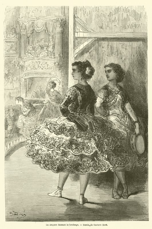 La Amparo danst de fandango door Gustave after Dore