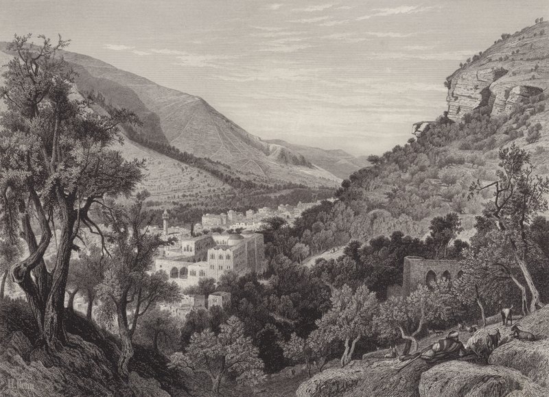 Nablus, het Oude Sichem door after Harry Fenn