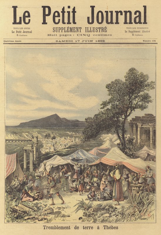 Aardbeving in Thebe, Griekenland door after Henri Meyer