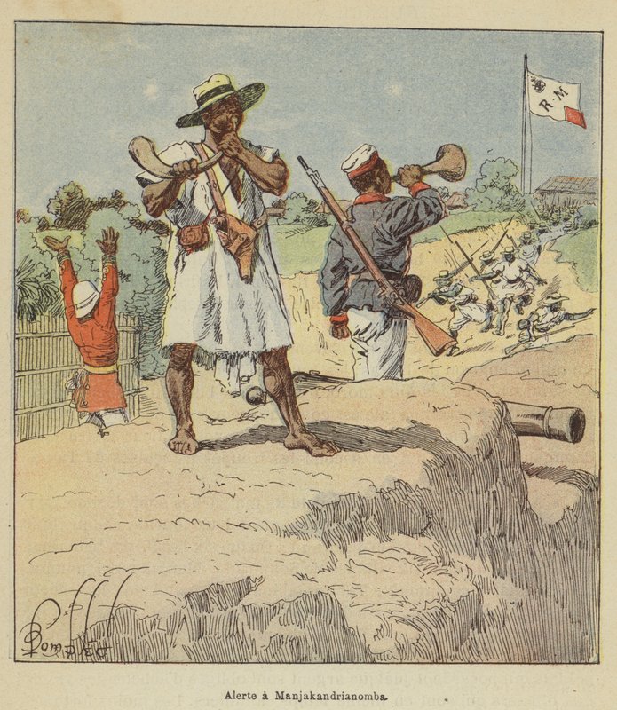 Alarm in Manjakandrianomba door after Louis Charles Bombled