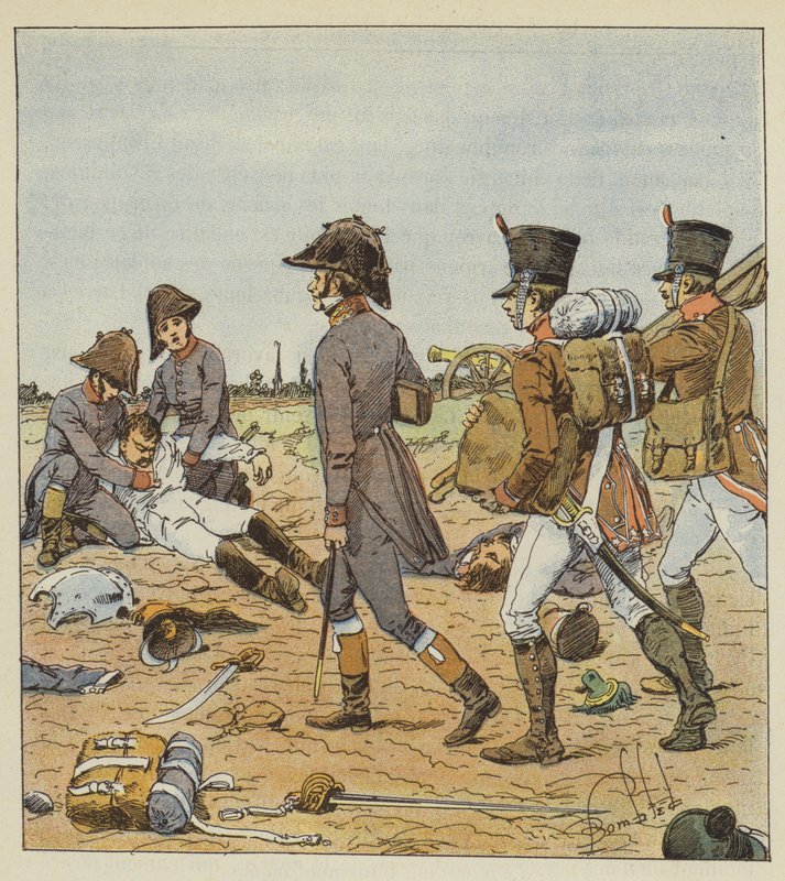 Chirurgen en militaire verplegers door after Louis Charles Bombled