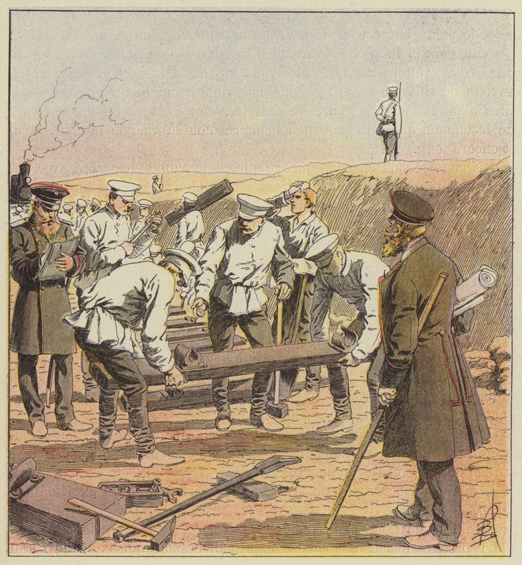 Bouw van de Transsiberische spoorlijn door after Louis Charles Bombled