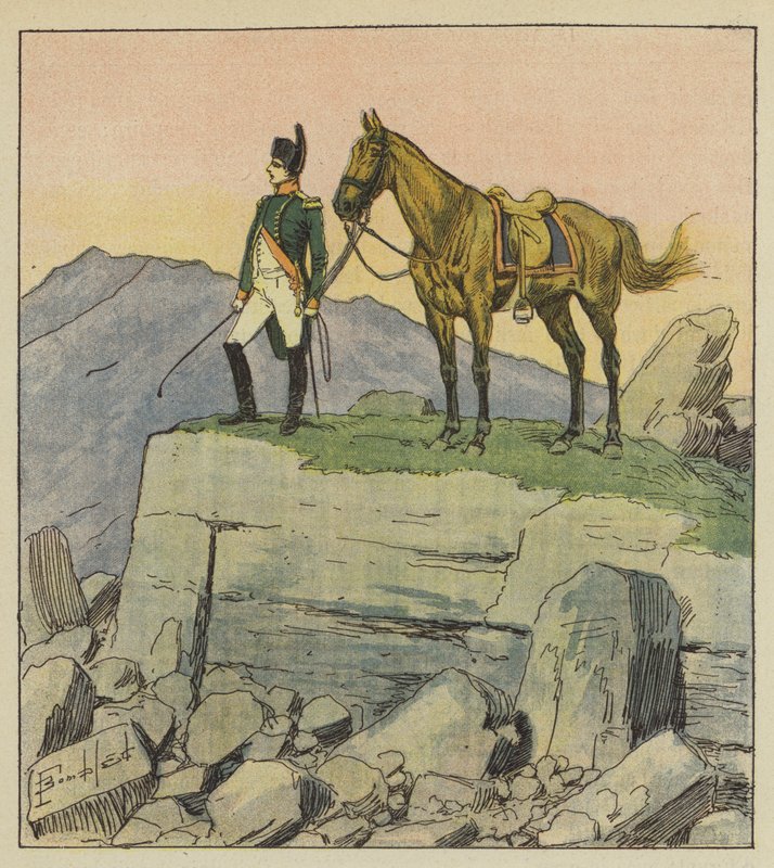 De Keizer te midden van de ruïnes door after Louis Charles Bombled