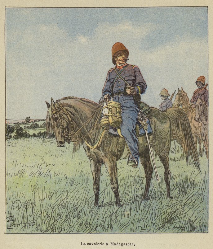 De cavalerie in Madagaskar door after Louis Charles Bombled