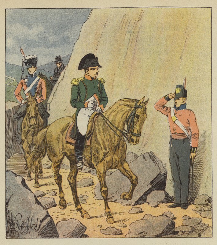 Wandeling van Napoleon door after Louis Charles Bombled