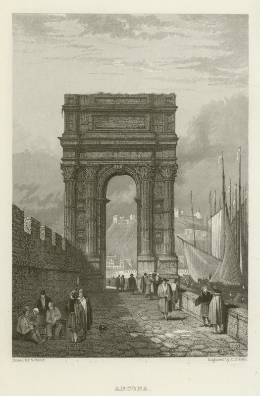 Ancona door Samuel (after) Prout