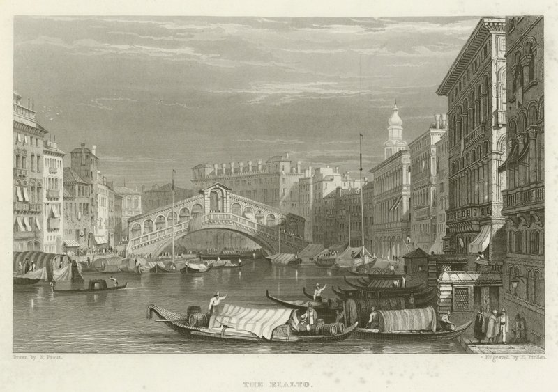 De Rialto door Samuel (after) Prout