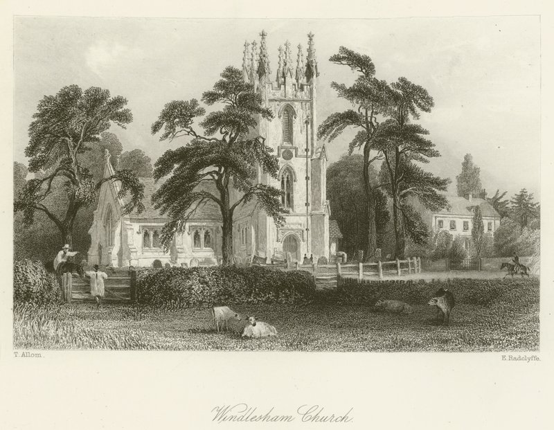 Windlesham Kerk door after Thomas Allom